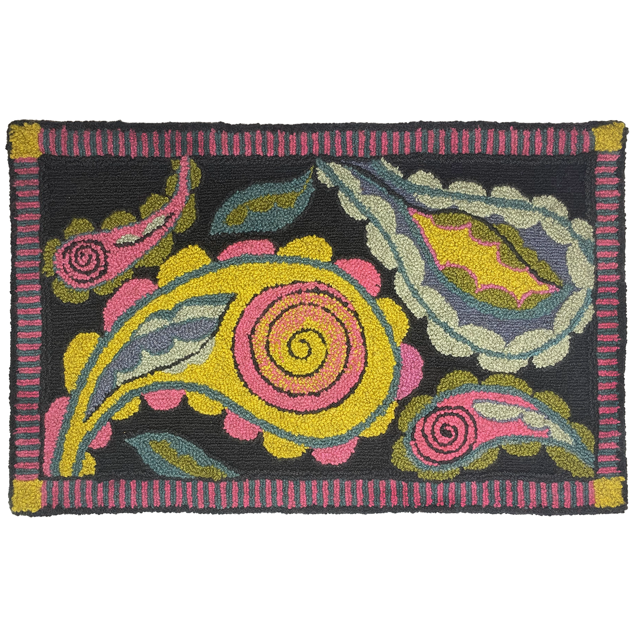 Paisley Rose Rug - Punch Needle Rug Hooking Pattern – wooly walkers