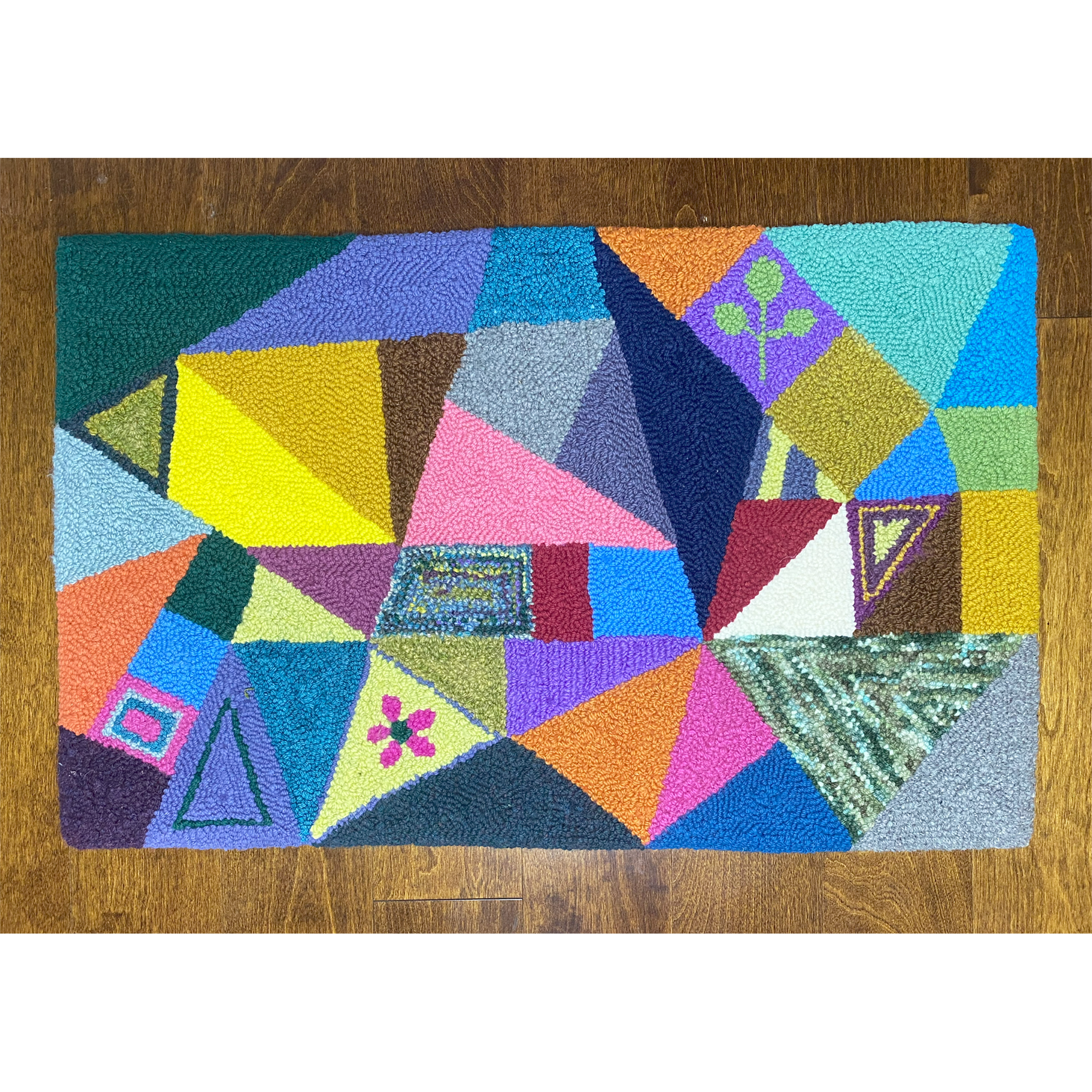 Quilt Pattern Area Rug Scrappy Crazy Quilt Rug - Punch Needle Rug Hooking Pattern – wooly walkers